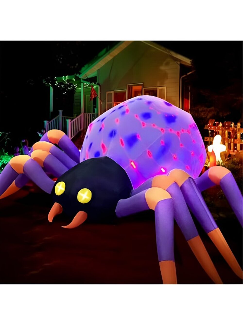8FT Halloween Inflatable Decorations Spider, Build-in Magic LED Lights Holiday
